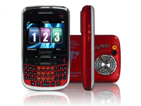 Celular Smartphone Q9 Mini com 3 Chips e TV- Vermelho - Desb